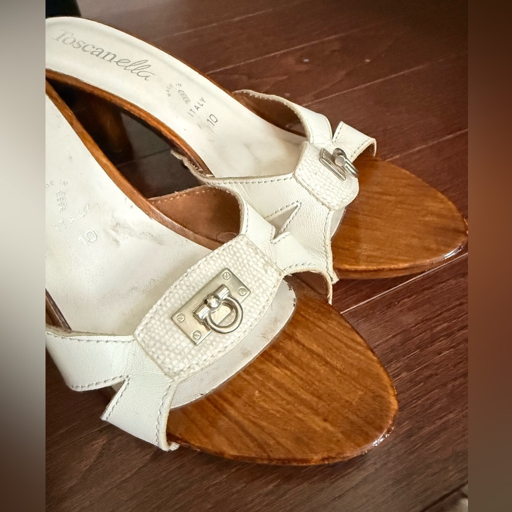 Vintage Y2K Toscanella White Mules Sz 9